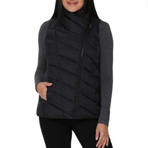 Nicole Miller Asymmetrical Puffer Vest Black Women’s Small